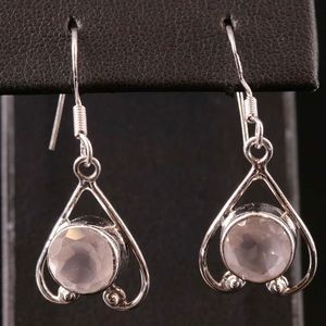 Rose Quartz & Sterling Silver Earrings